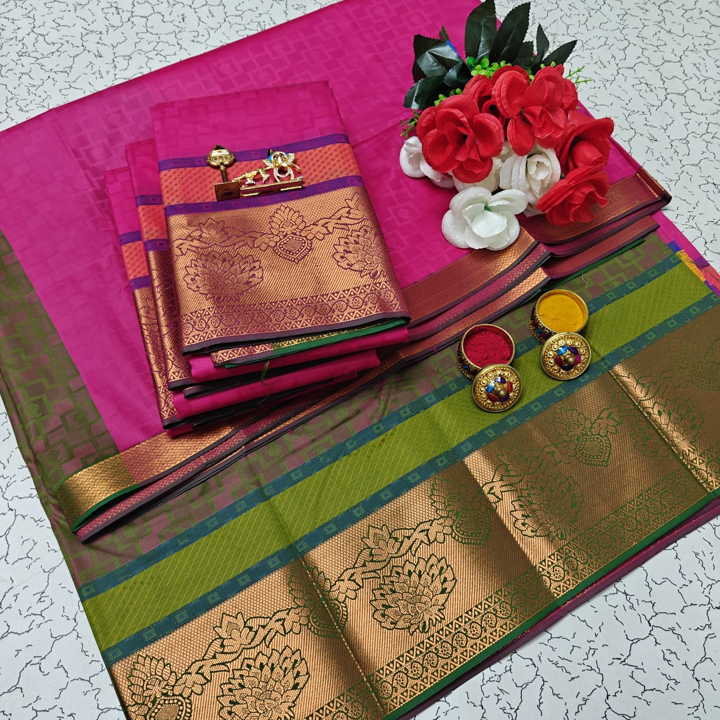 Uniform Set 3D Embossed Karizma Silk Sarees