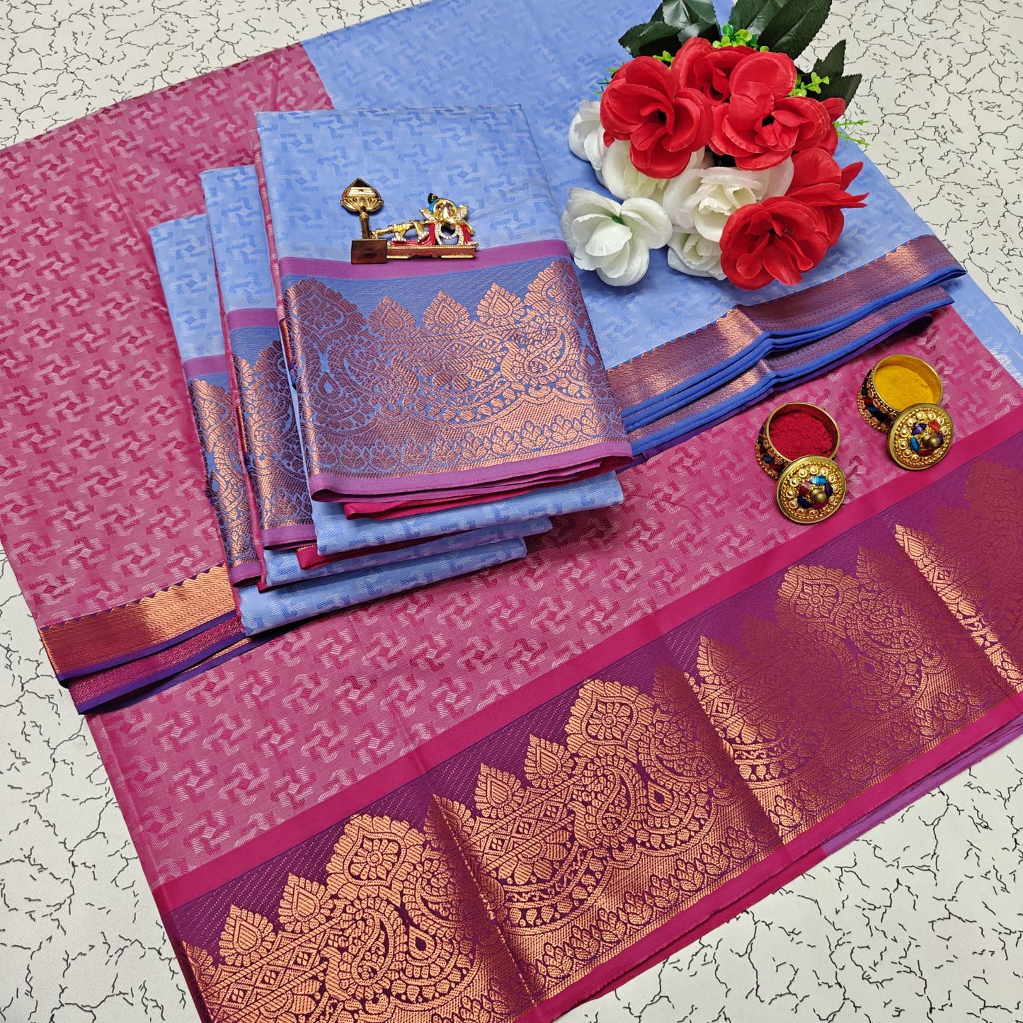 Uniform Set 3D Embossed Karizma Silk Sarees