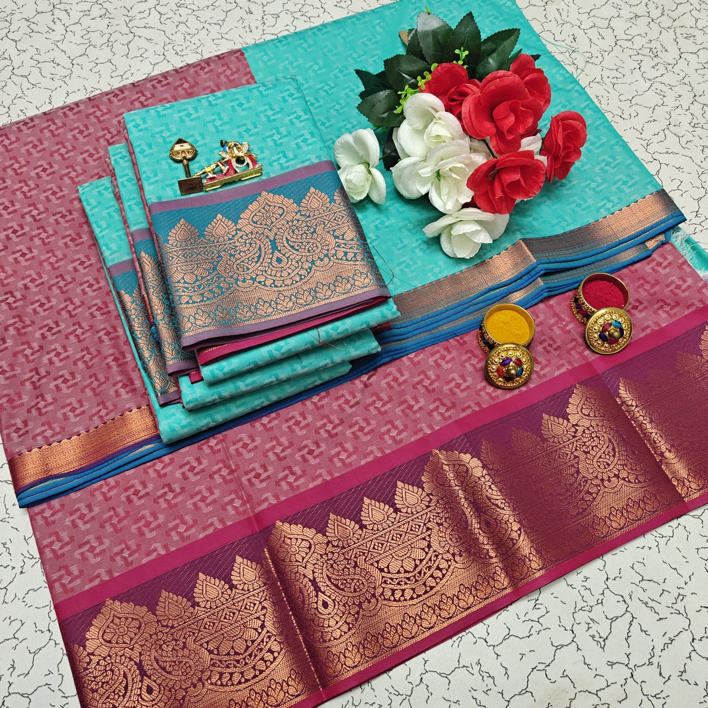 Uniform Set 3D Embossed Karizma Silk Sarees