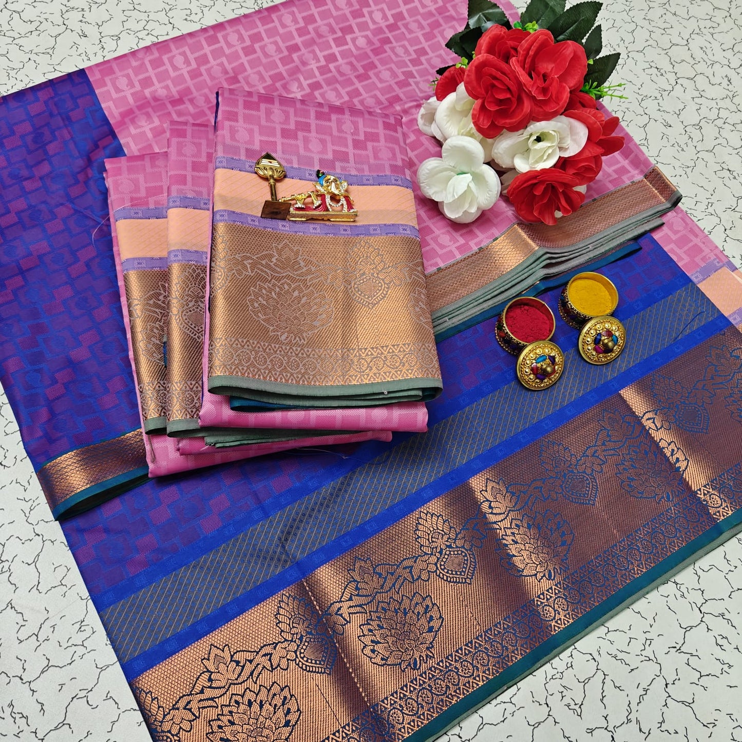 Uniform Set 3D Embossed Karizma Silk Sarees