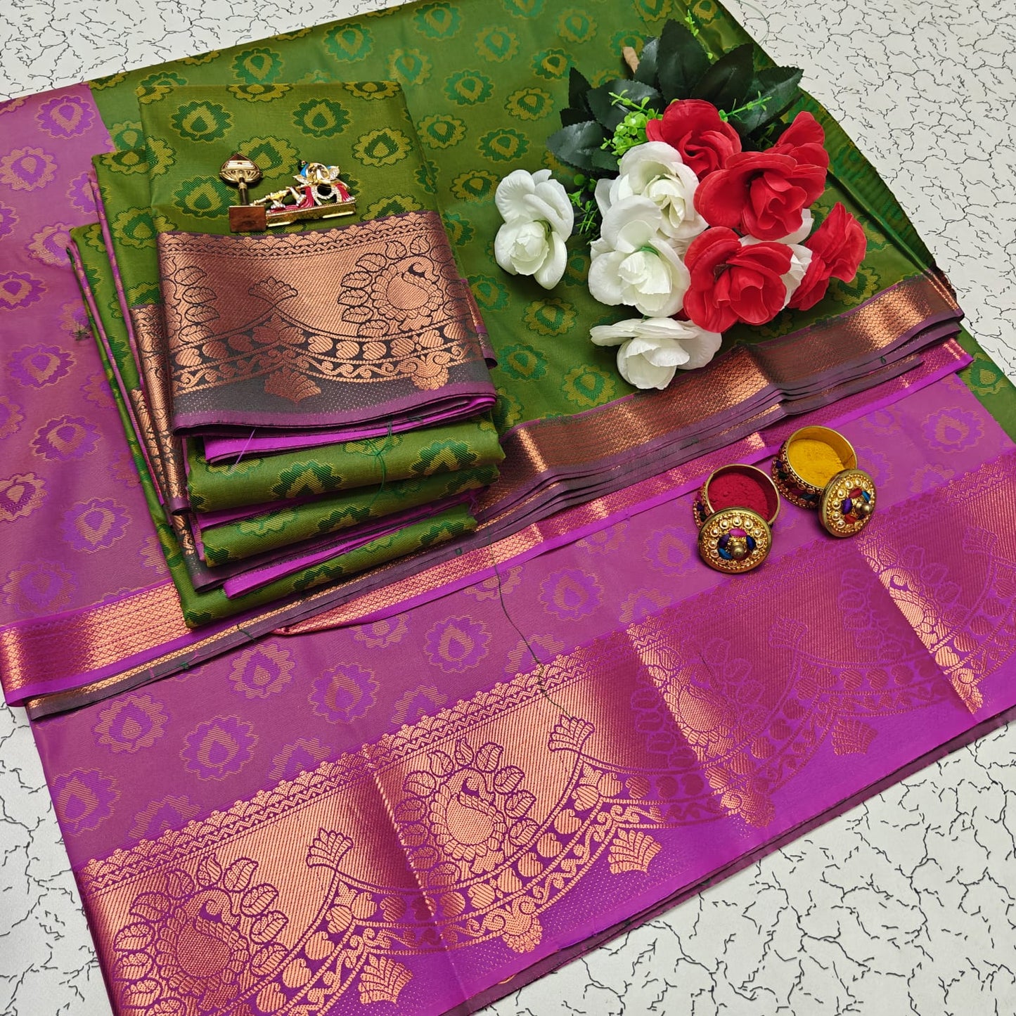 Uniform Set 3D Embossed Karizma Silk Sarees