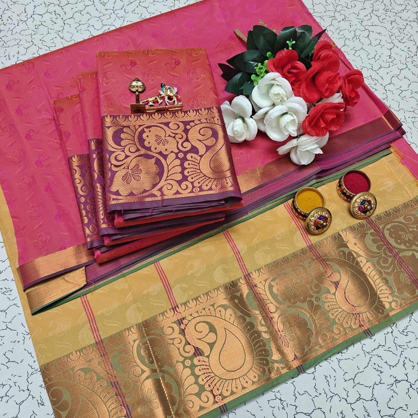 Uniform Set 3D Embossed Karizma Silk Sarees