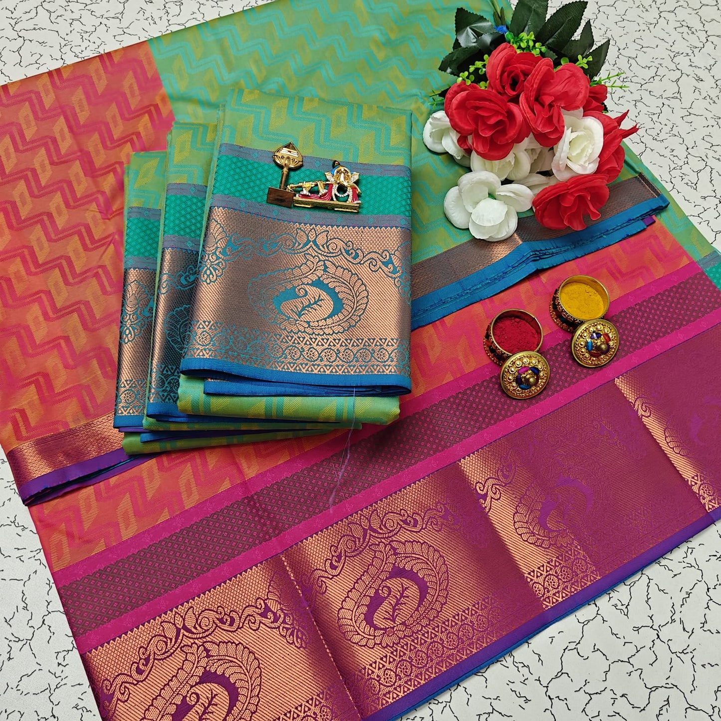 Uniform Set 3D Embossed Karizma Silk Sarees