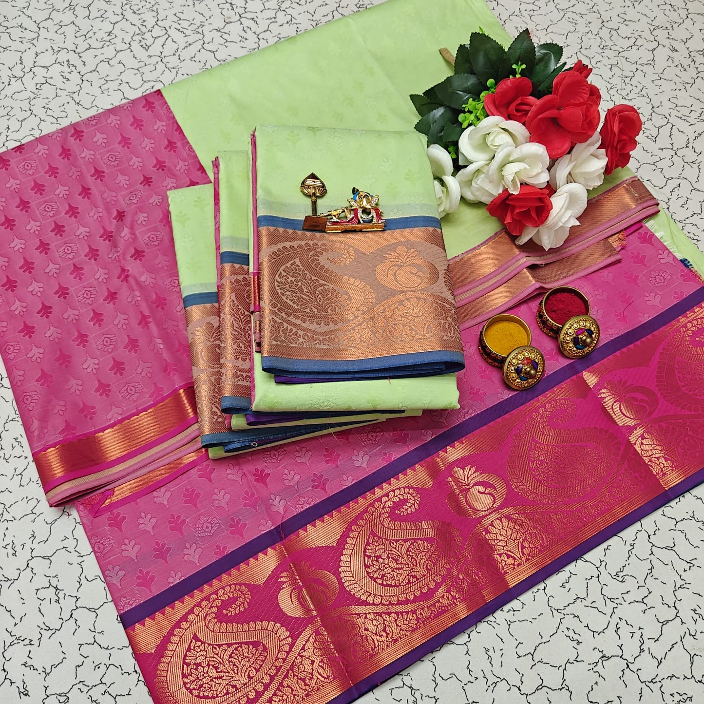 Uniform Set 3D Embossed Karizma Silk Sarees