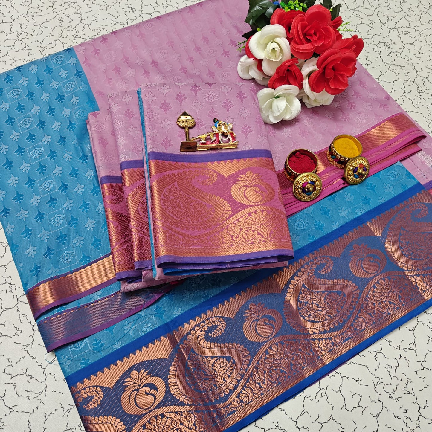 Uniform Set 3D Embossed Karizma Silk Sarees
