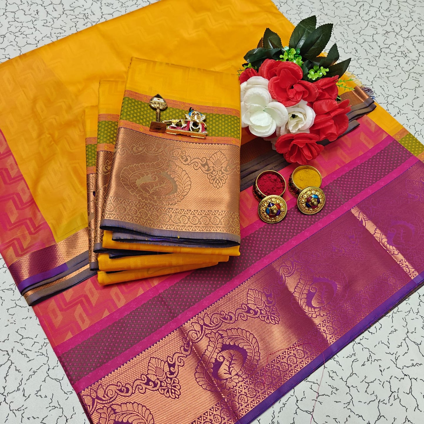 Uniform Set 3D Embossed Karizma Silk Sarees