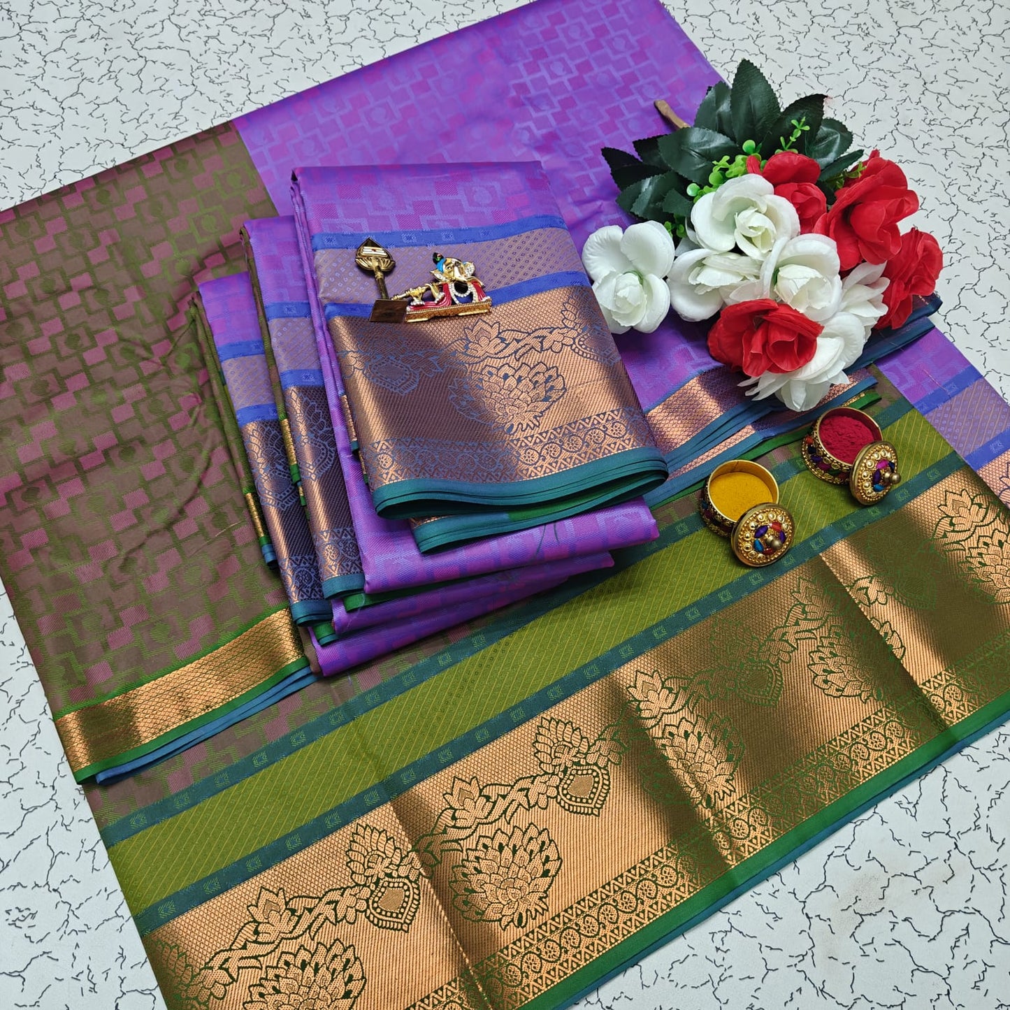 Uniform Set 3D Embossed Karizma Silk Sarees