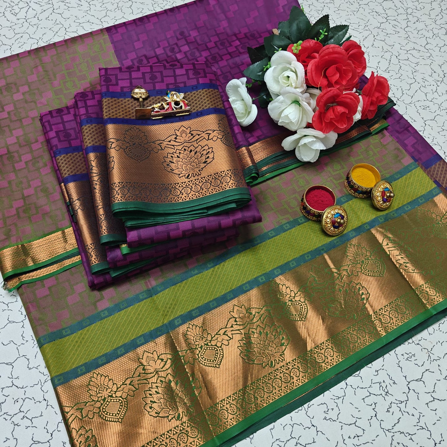 Uniform Set 3D Embossed Karizma Silk Sarees