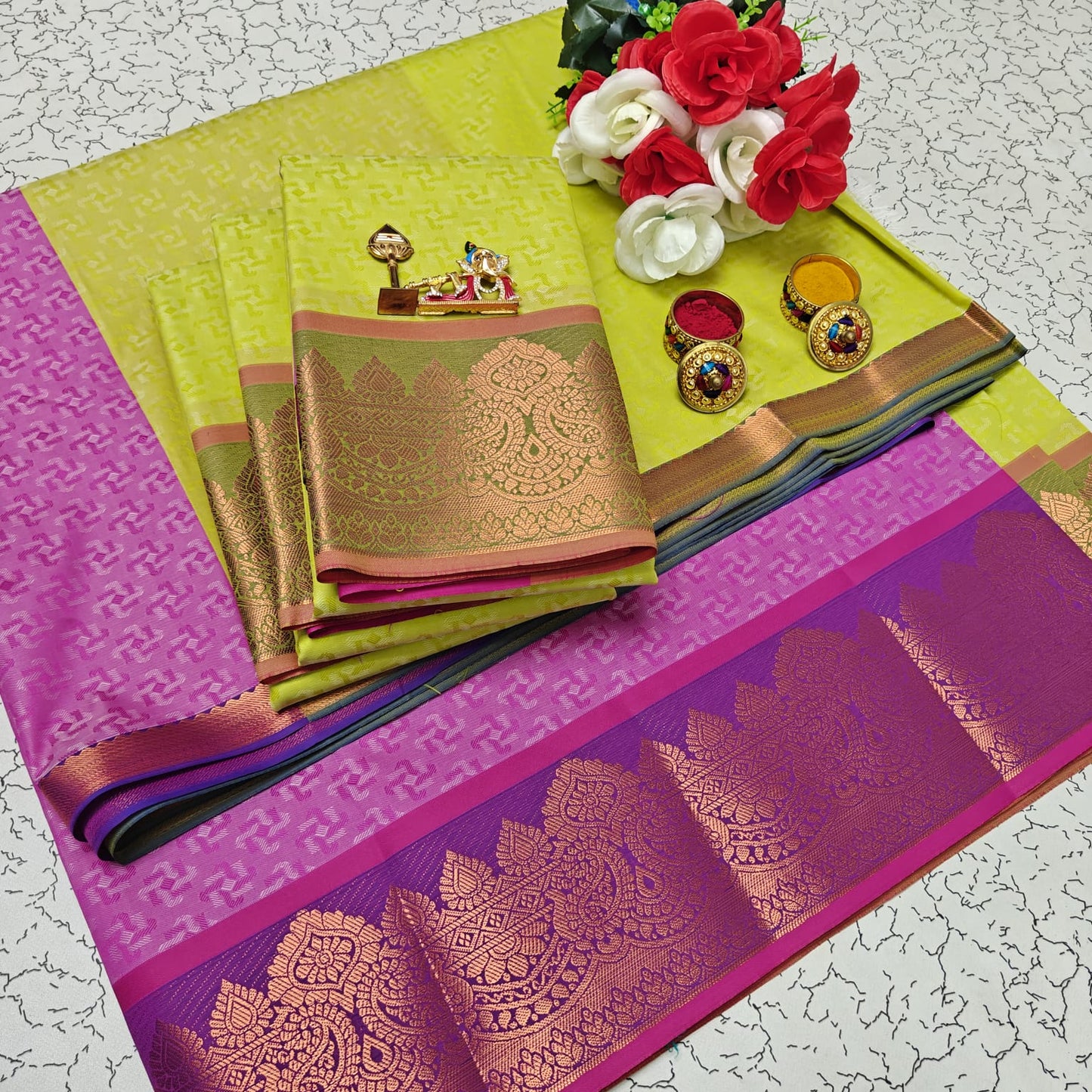 Uniform Set 3D Embossed Karizma Silk Sarees