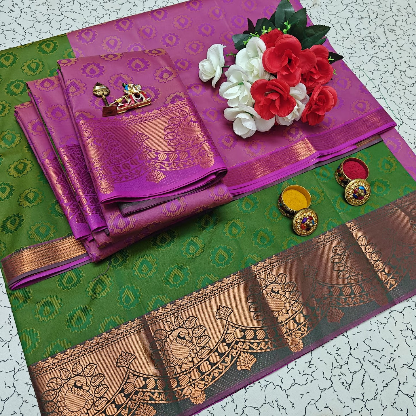Uniform Set 3D Embossed Karizma Silk Sarees