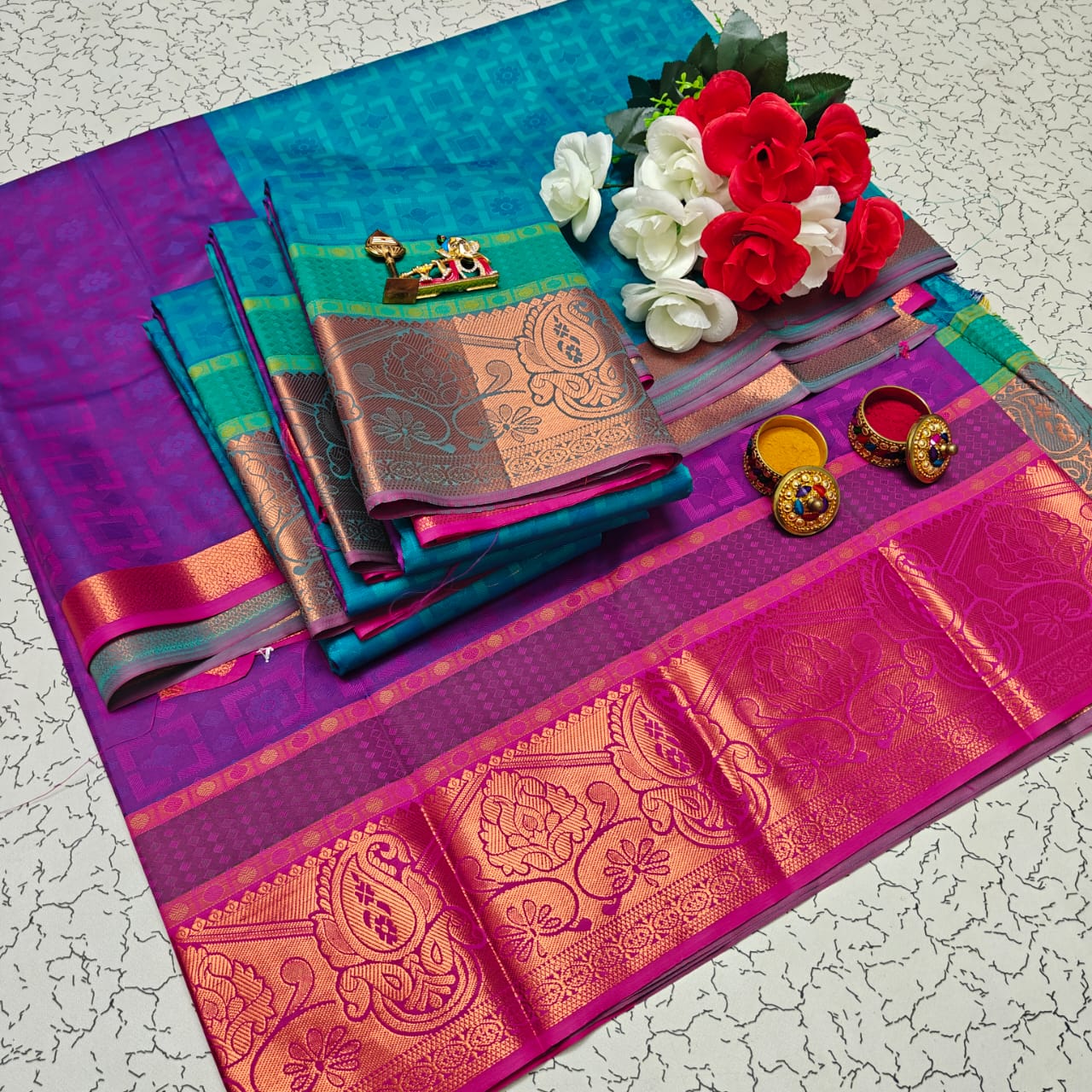 Uniform Set 3D Embossed Karizma Silk Sarees