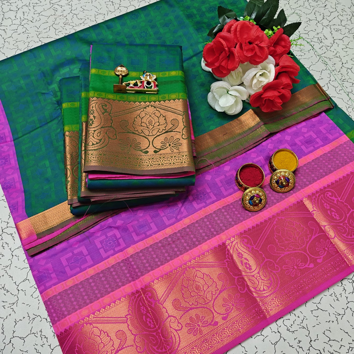 Uniform Set 3D Embossed Karizma Silk Sarees
