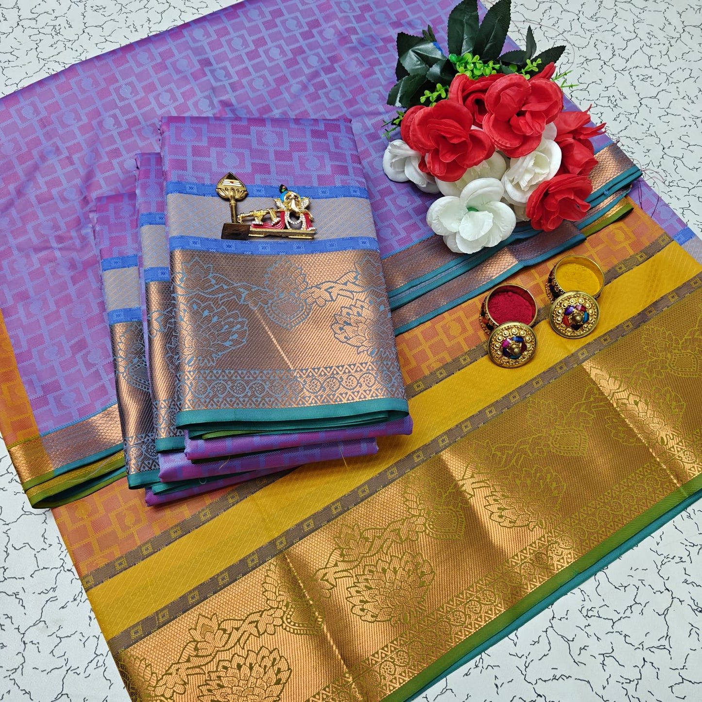 Uniform Set 3D Embossed Karizma Silk Sarees