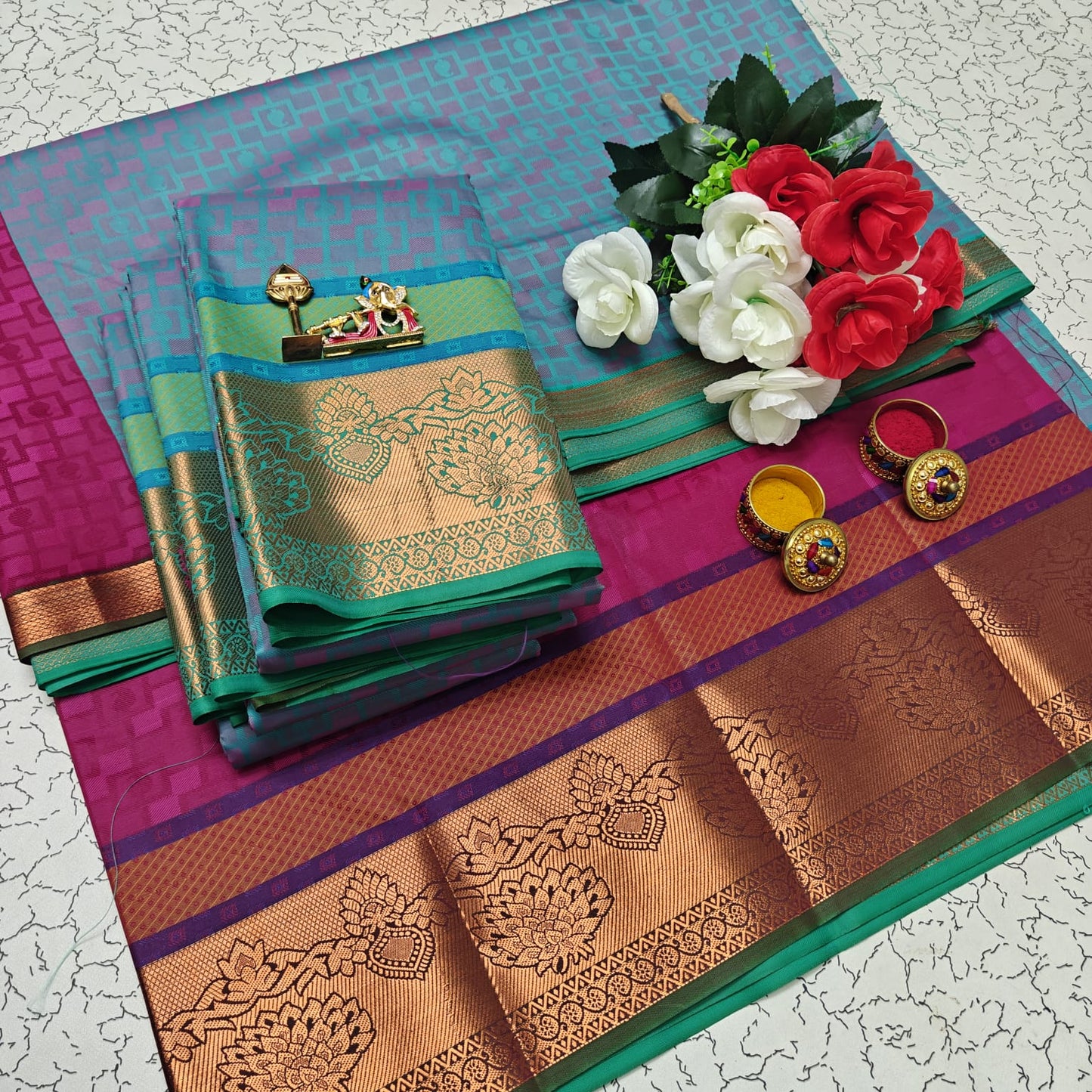 Uniform Set 3D Embossed Karizma Silk Sarees