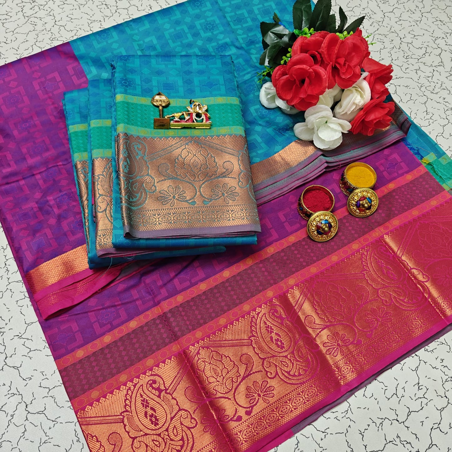 Uniform Set 3D Embossed Karizma Silk Sarees
