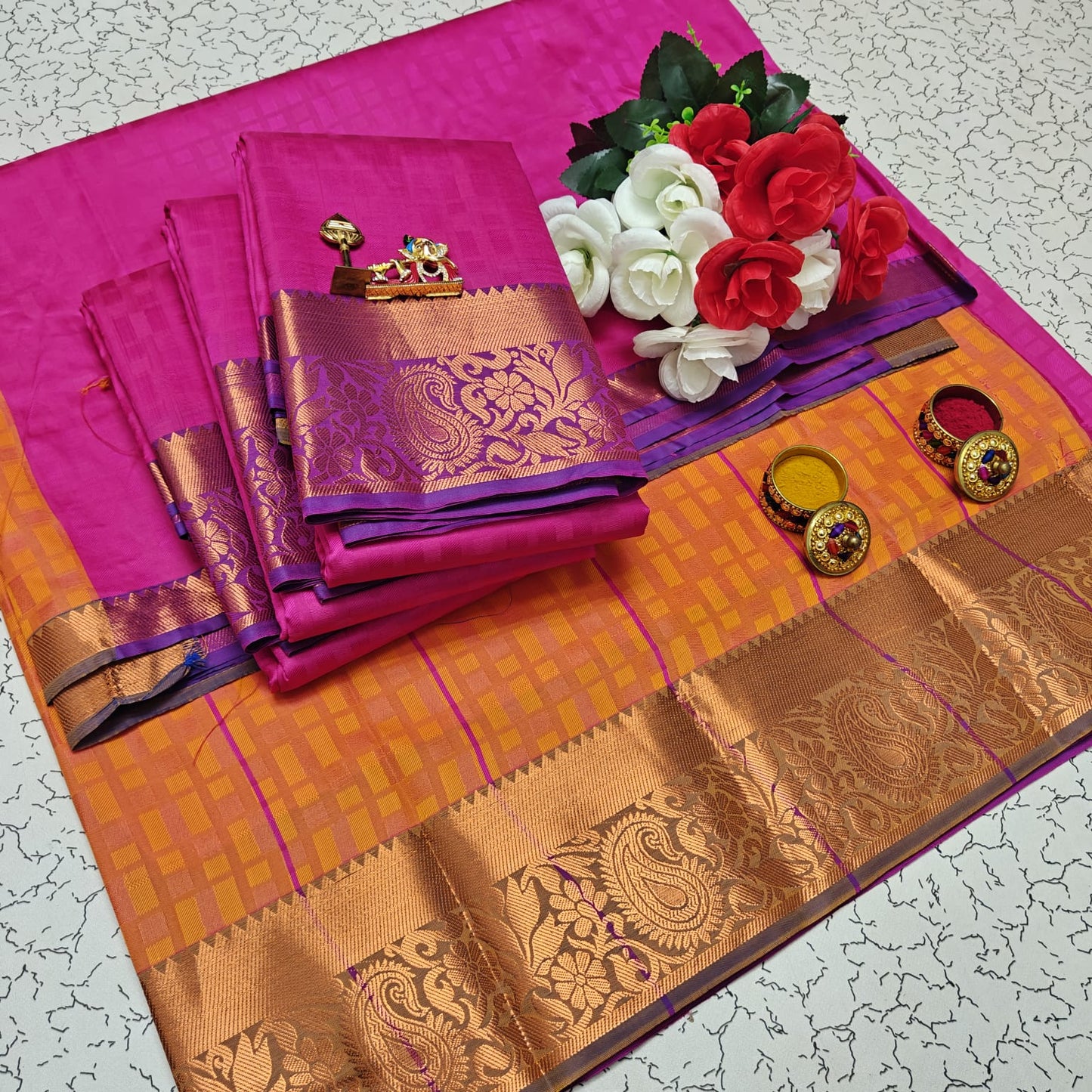 Uniform Set 3D Embossed Karizma Silk Sarees