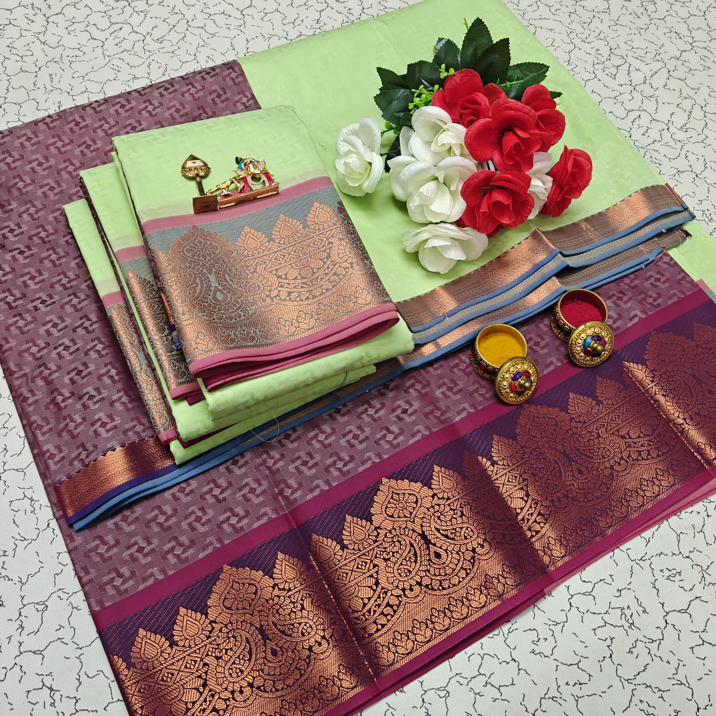 Uniform Set 3D Embossed Karizma Silk Sarees