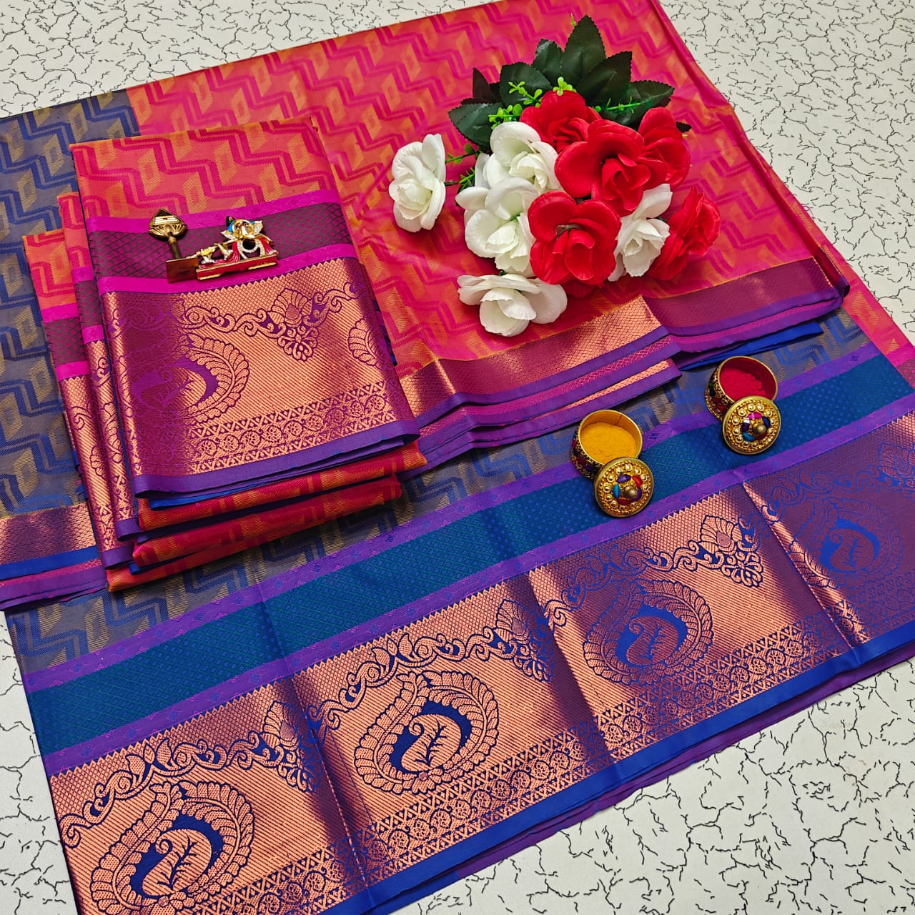 Uniform Set 3D Embossed Karizma Silk Sarees