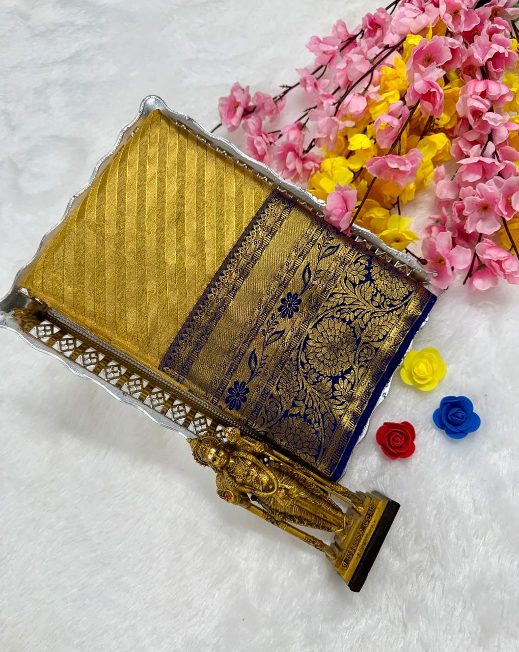 Exclusive Kanchipuram Wedding Golden Tissue Silk Saree