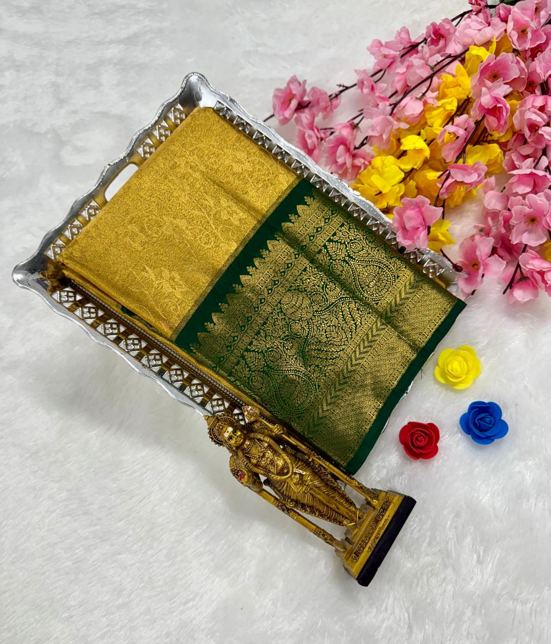 Exclusive Kanchipuram Wedding Golden Tissue Silk Saree