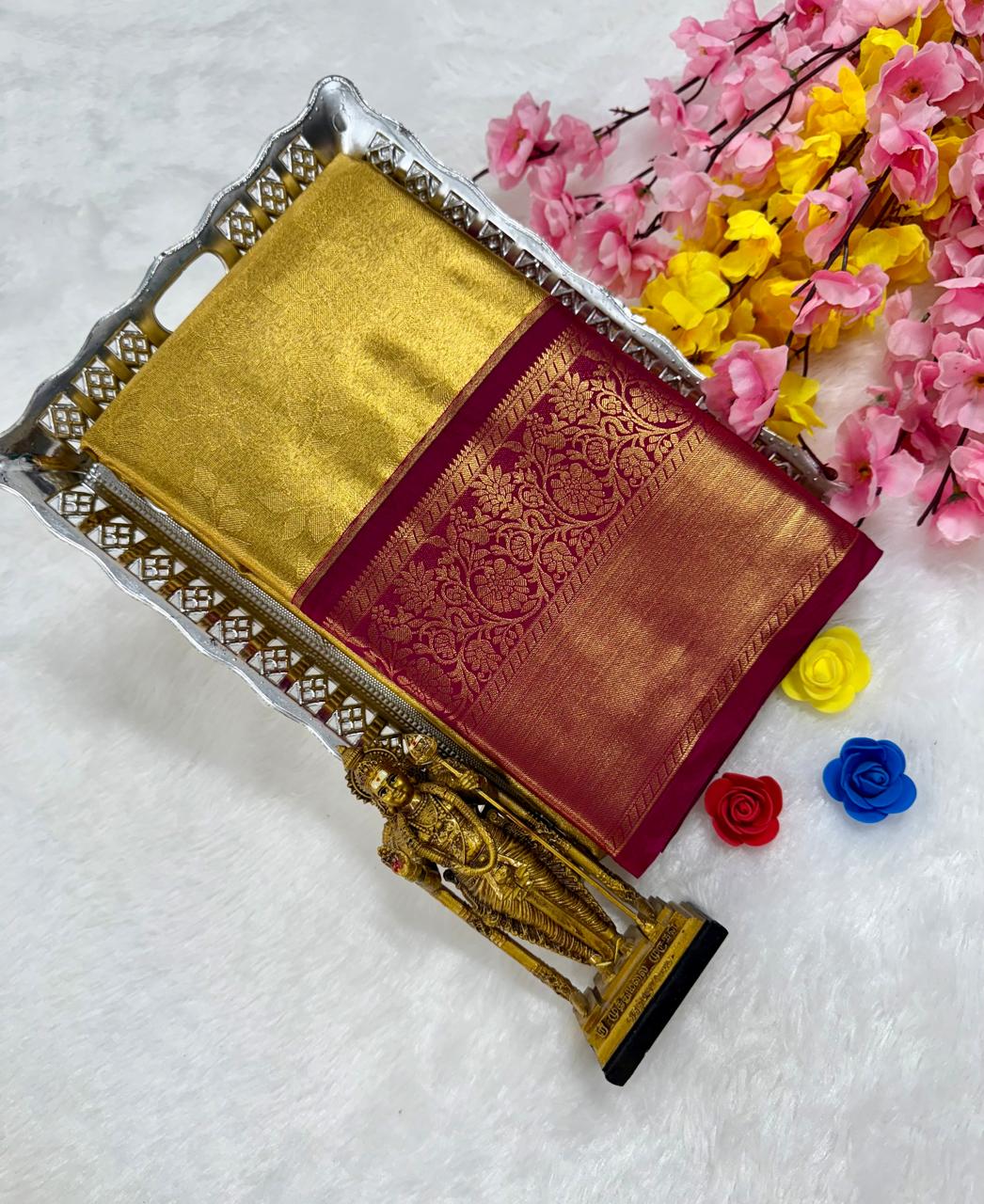 Exclusive Kanchipuram Wedding Golden Tissue Silk Saree