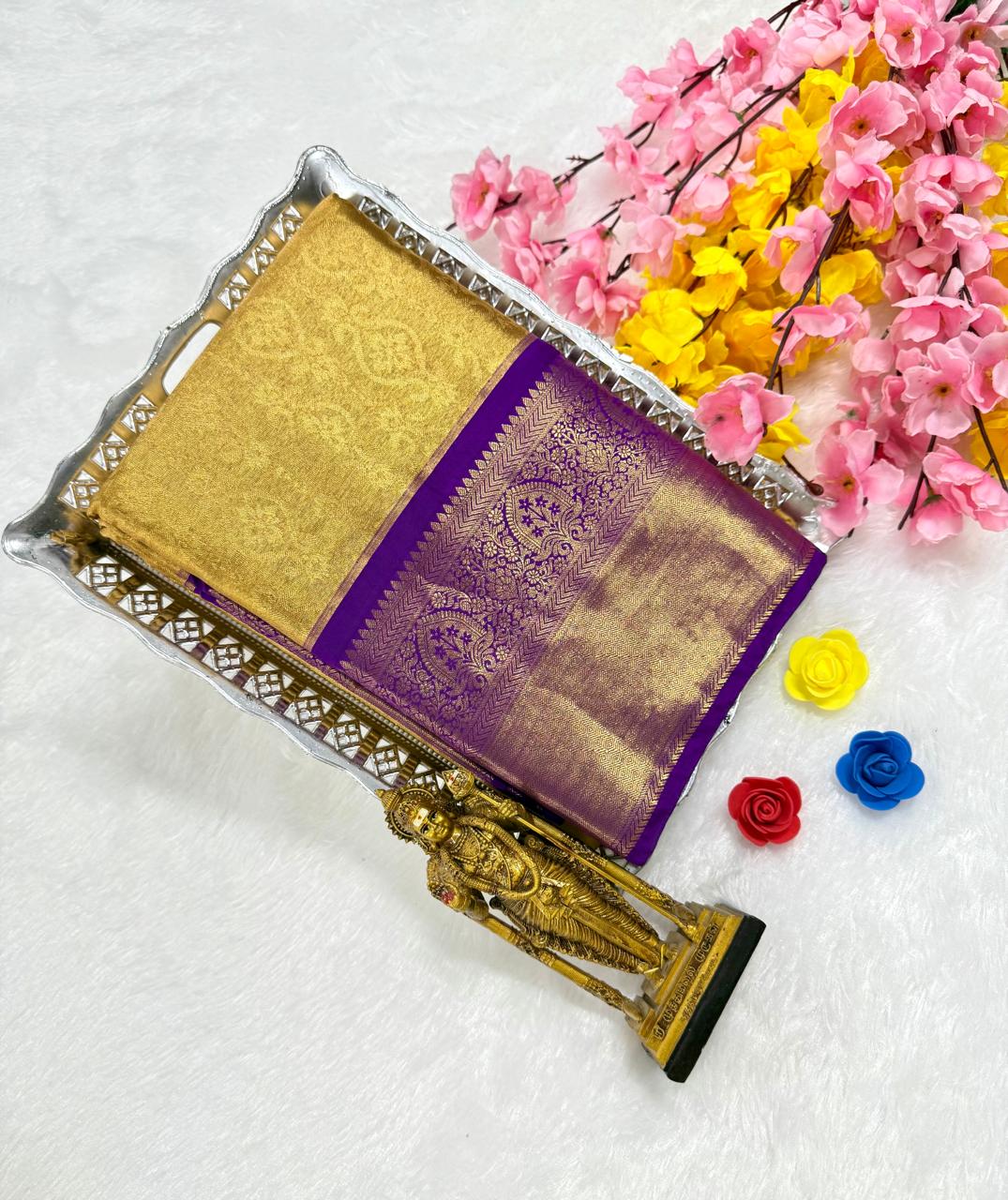Exclusive Kanchipuram Wedding Golden Tissue Silk Saree