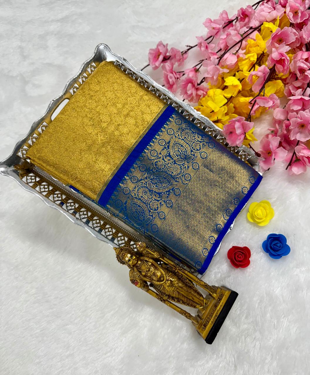 Exclusive Kanchipuram Wedding Golden Tissue Silk Saree