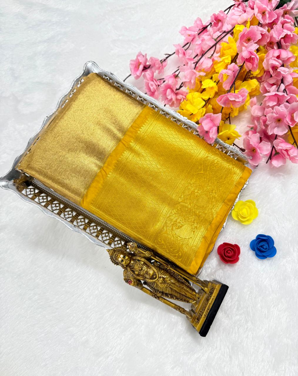 Exclusive Kanchipuram Wedding Golden Tissue Silk Saree