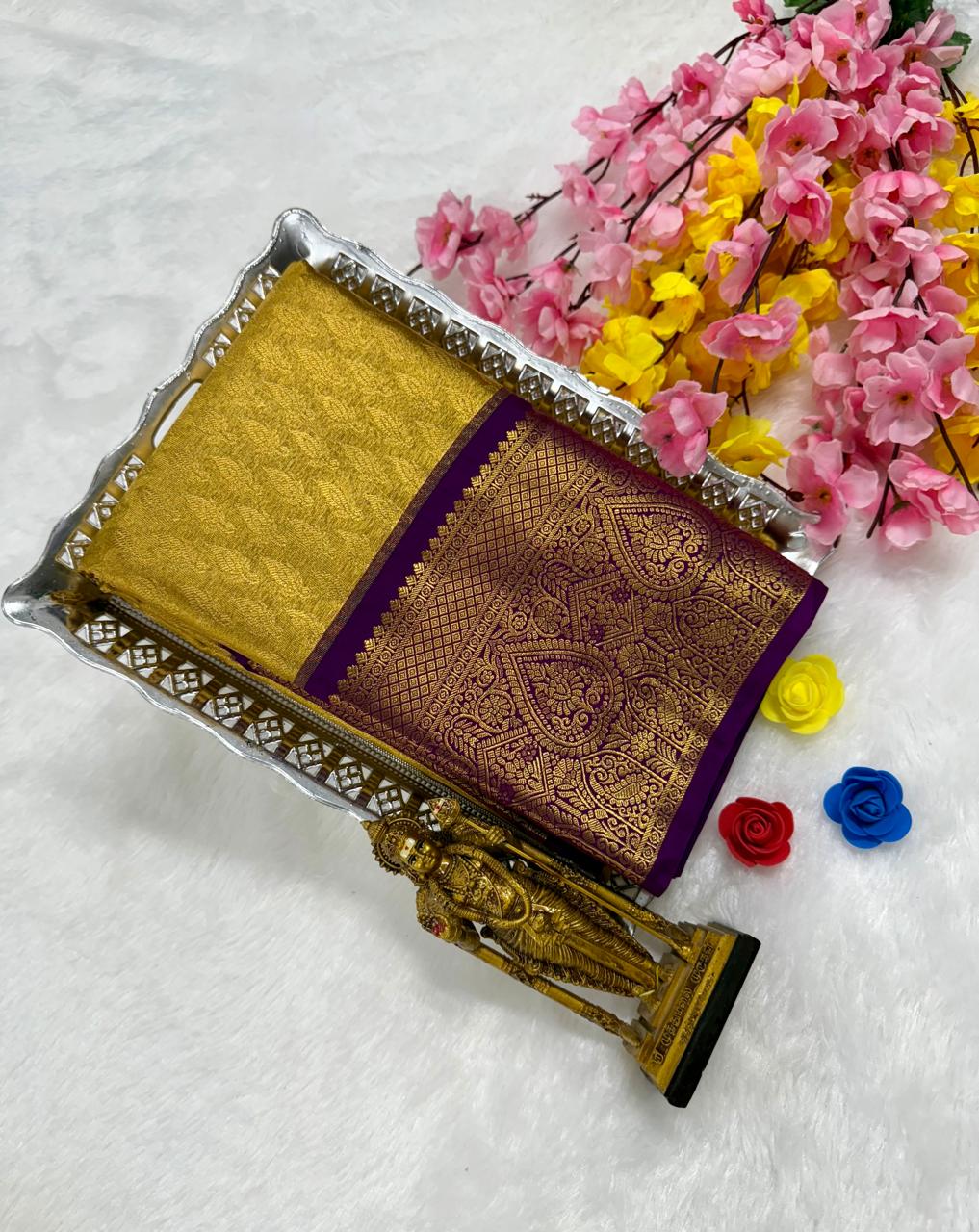 Exclusive Kanchipuram Wedding Golden Tissue Silk Saree