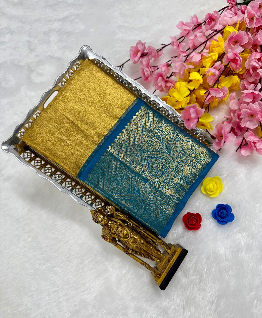 Exclusive Kanchipuram Wedding Golden Tissue Silk Saree
