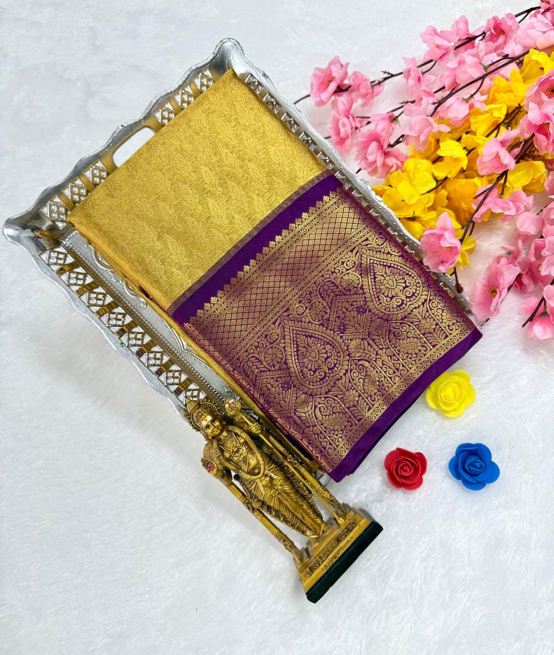 Exclusive Kanchipuram Wedding Golden Tissue Silk Saree