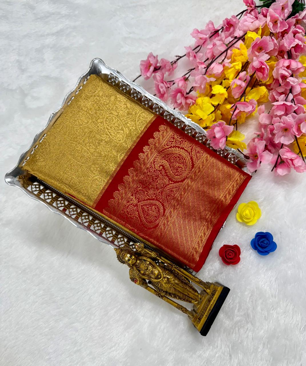 Exclusive Kanchipuram Wedding Golden Tissue Silk Saree