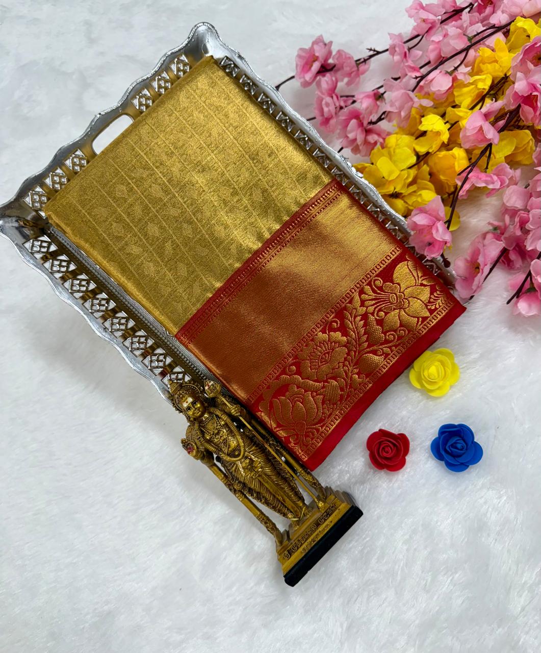 Exclusive Kanchipuram Wedding Golden Tissue Silk Saree