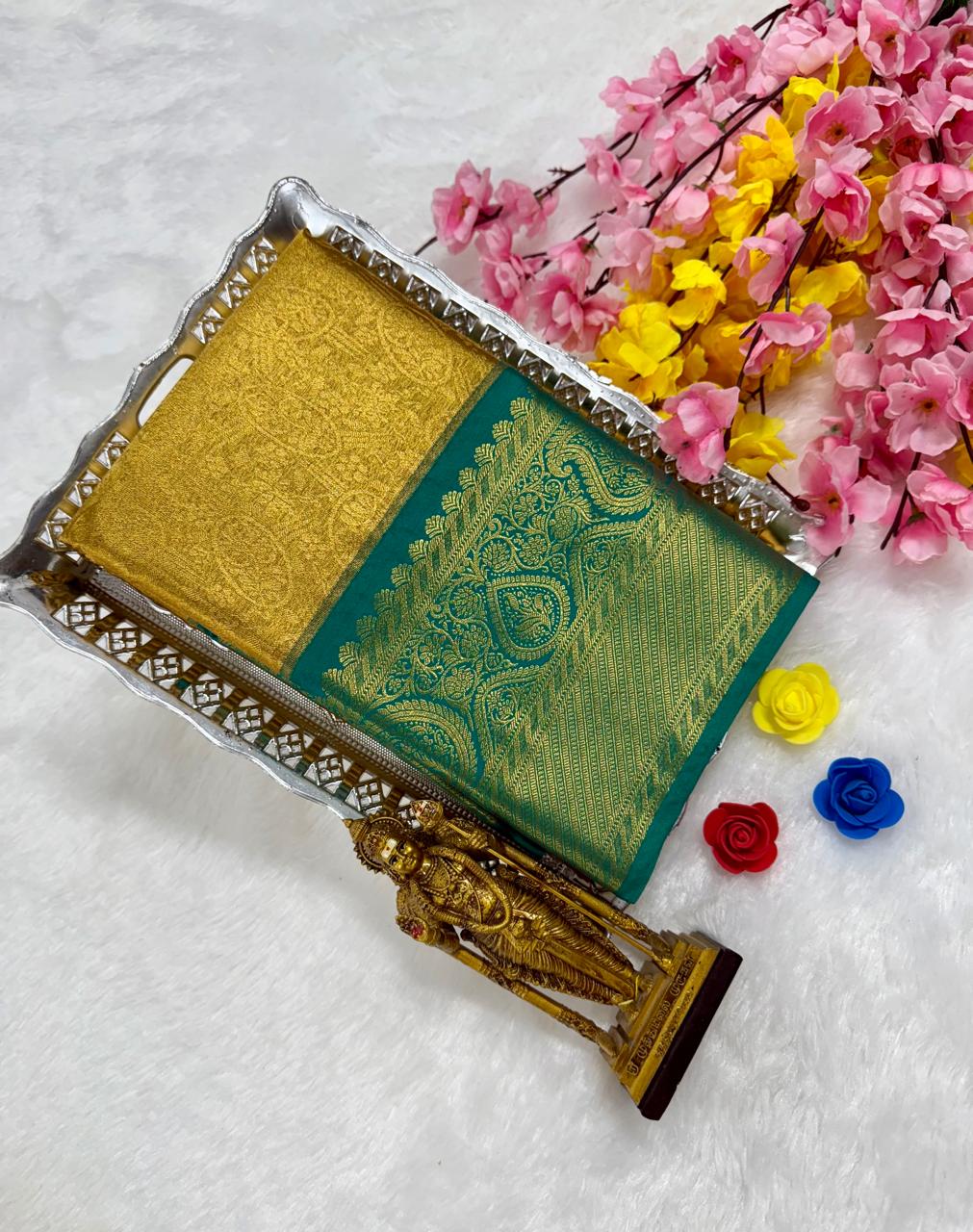 Exclusive Kanchipuram Wedding Golden Tissue Silk Saree