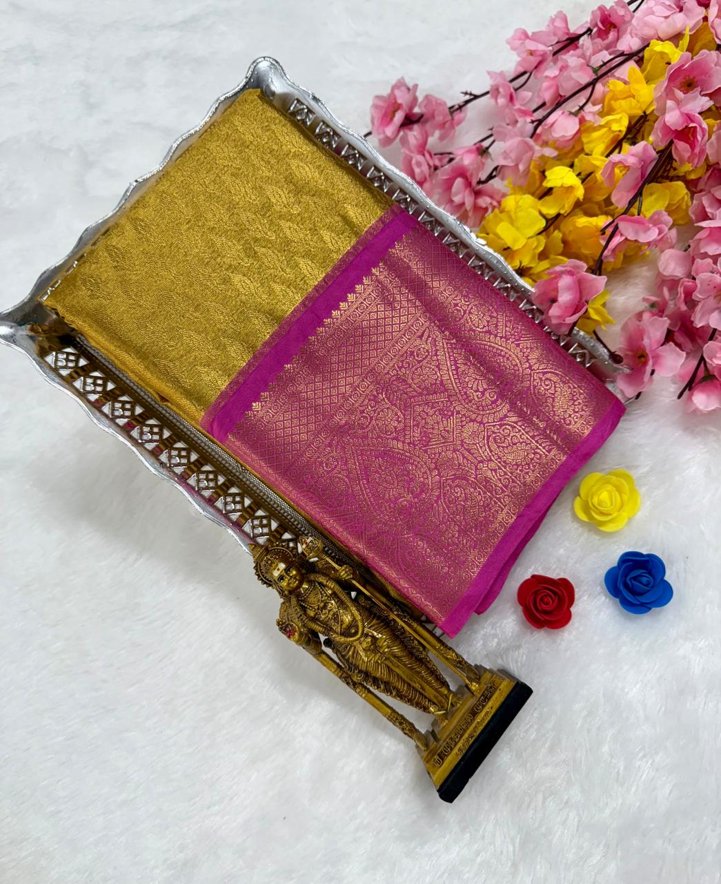 Exclusive Kanchipuram Wedding Golden Tissue Silk Saree