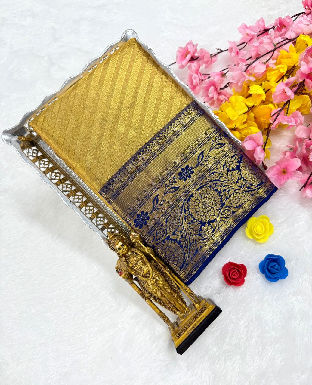 Exclusive Kanchipuram Wedding Golden Tissue Silk Saree