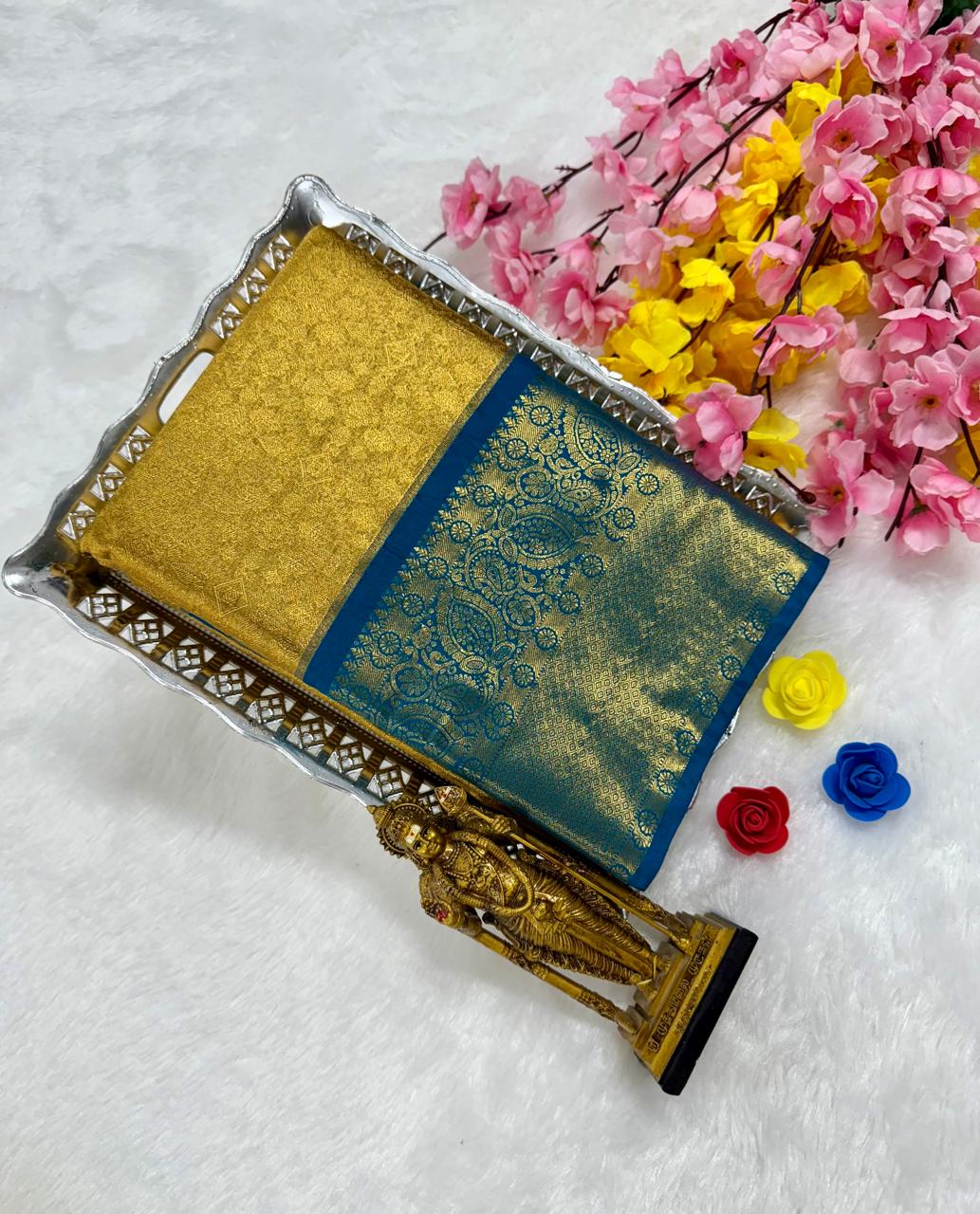 Exclusive Kanchipuram Wedding Golden Tissue Silk Saree