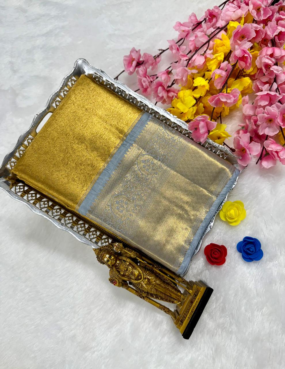 Exclusive Kanchipuram Wedding Golden Tissue Silk Saree