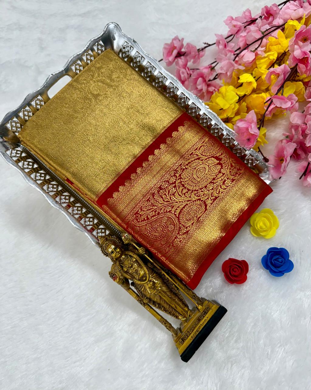 Exclusive Kanchipuram Wedding Golden Tissue Silk Saree