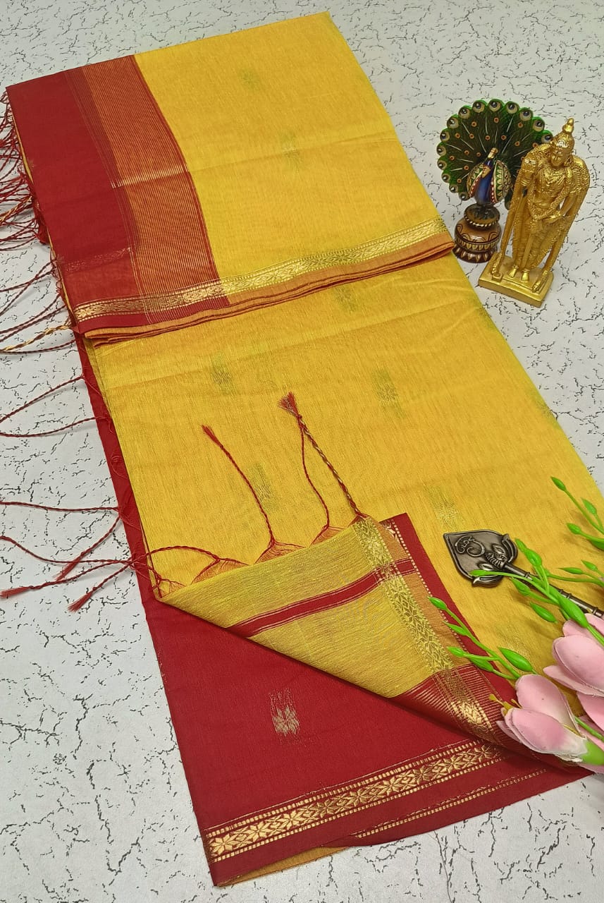 Maheshwari Silk Cotton Saree With Contrast Blouse