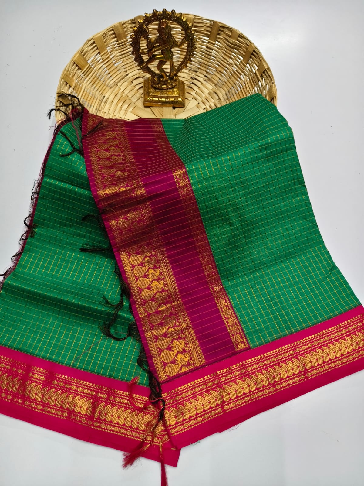 100% Pure Checked Kalyani Cotton Saree