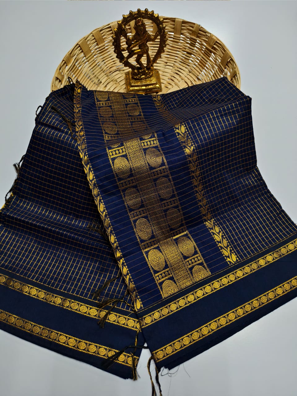 100% Pure Checked Kalyani Cotton Saree