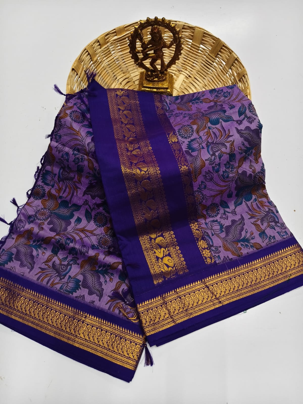 Kalamkari Kalyani Cotton Saree With Contrast Blouse