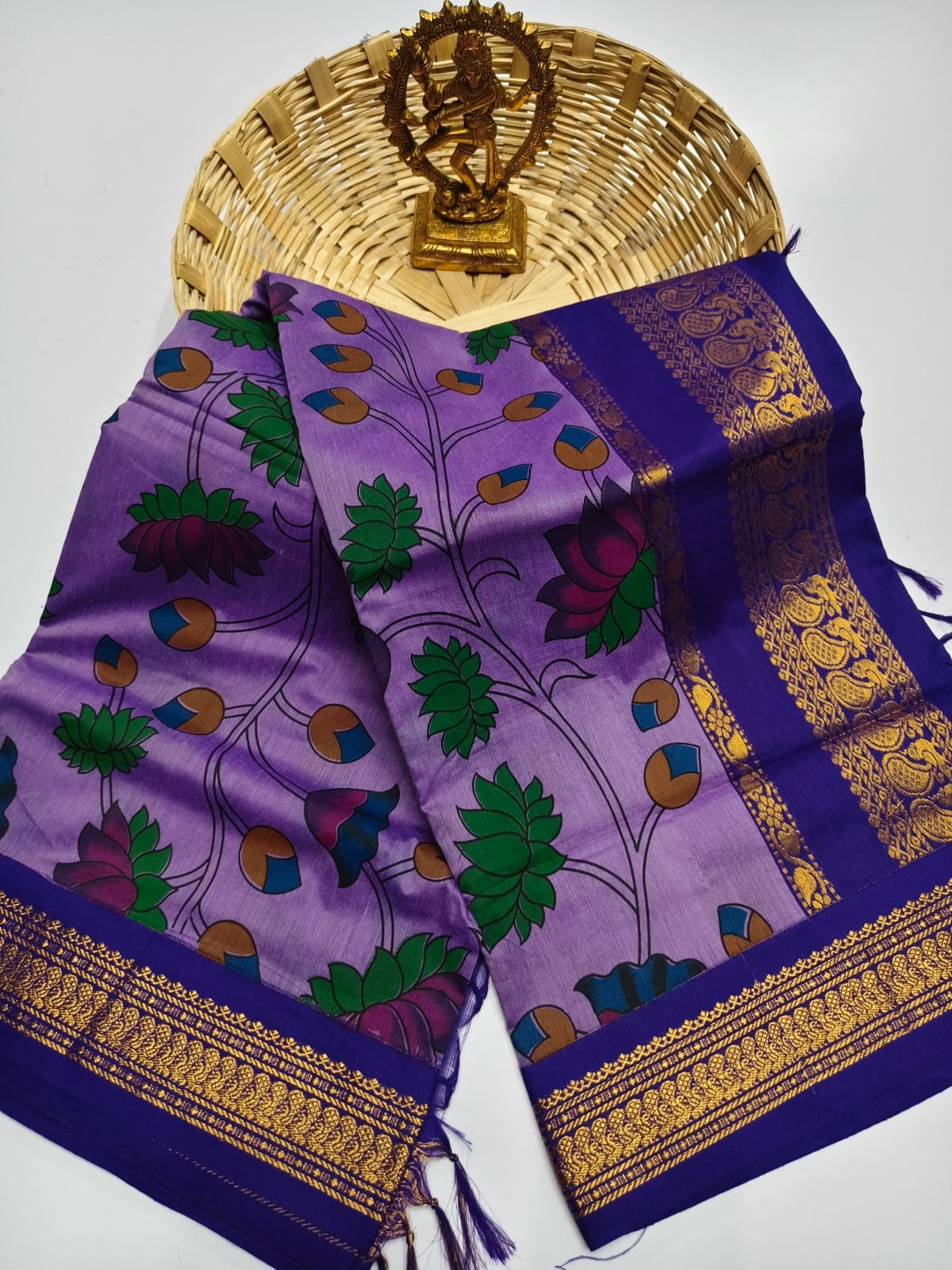 Kalamkari Kalyani Cotton Saree With Contrast Blouse
