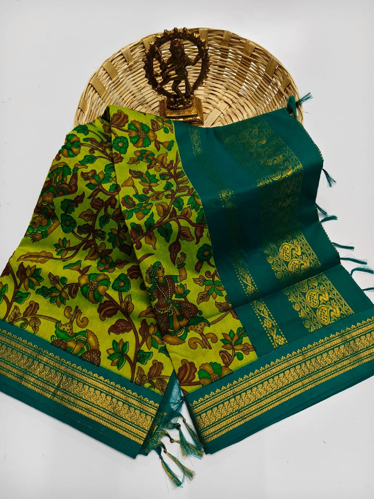 Kalamkari Kalyani Cotton Saree With Contrast Blouse