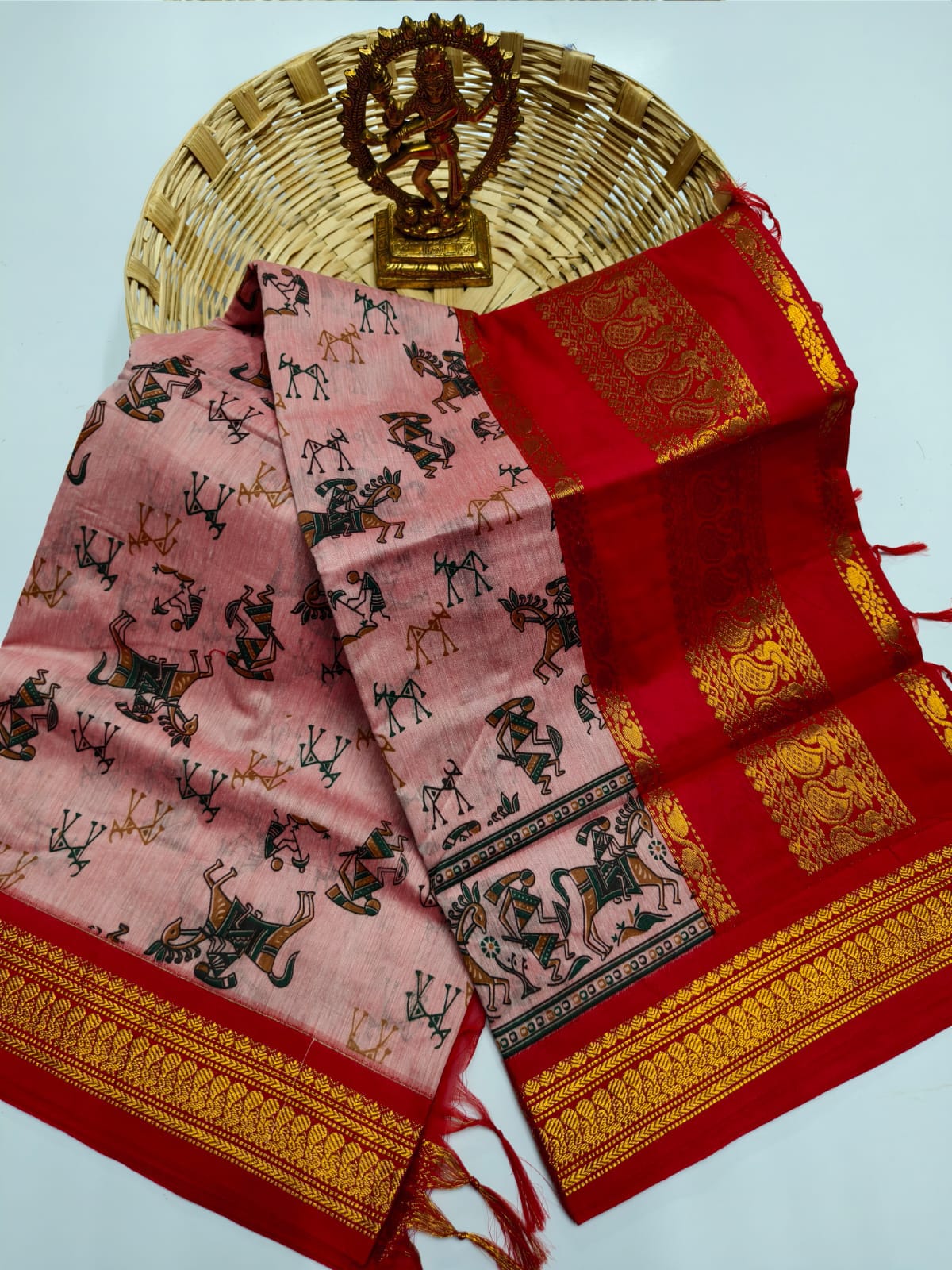 Kalamkari Kalyani Cotton Saree With Contrast Blouse
