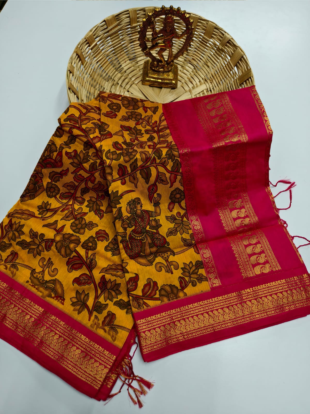 Kalamkari Kalyani Cotton Saree With Contrast Blouse