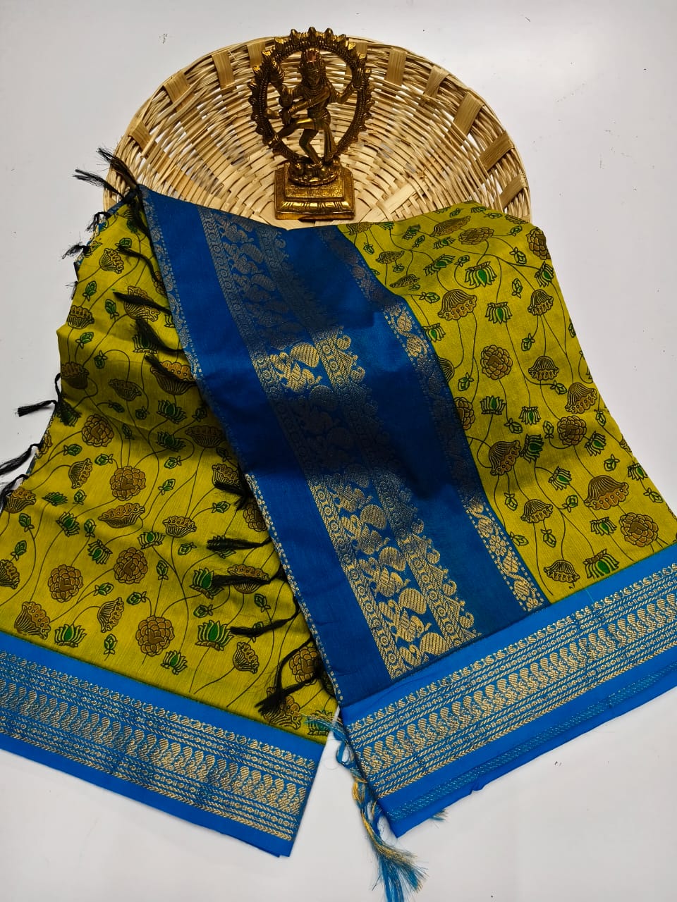 Kalamkari Kalyani Cotton Saree With Contrast Blouse