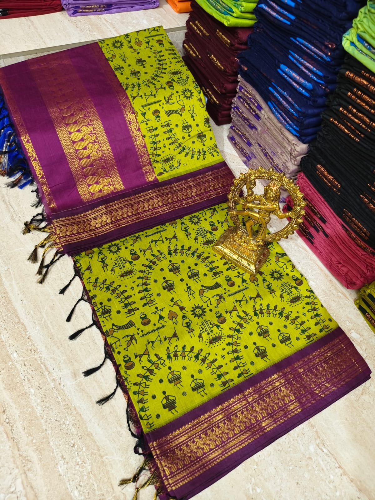 Kalamkari Kalyani Cotton Saree With Contrast Blouse