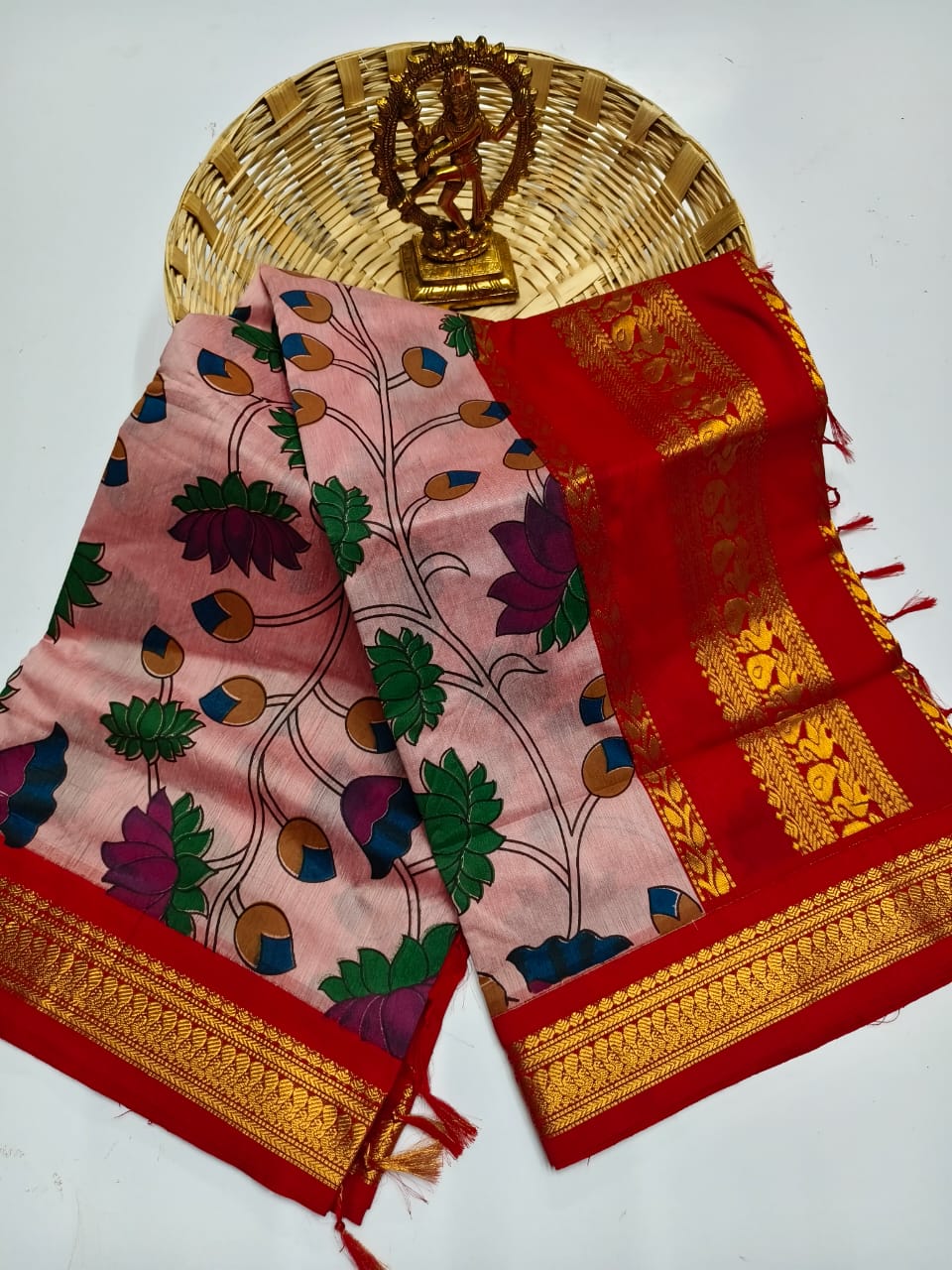 Kalamkari Kalyani Cotton Saree With Contrast Blouse